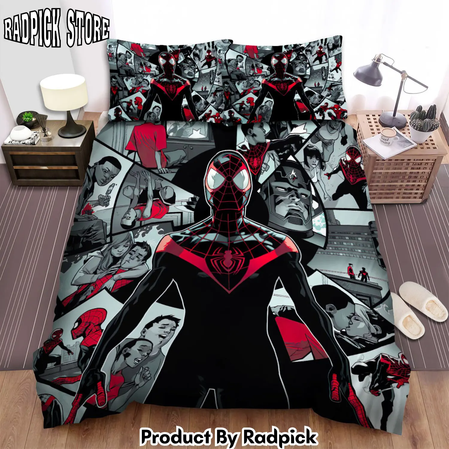 Radpick spider man miles morales story duvet cover bed sheets bedding sets rp3272094